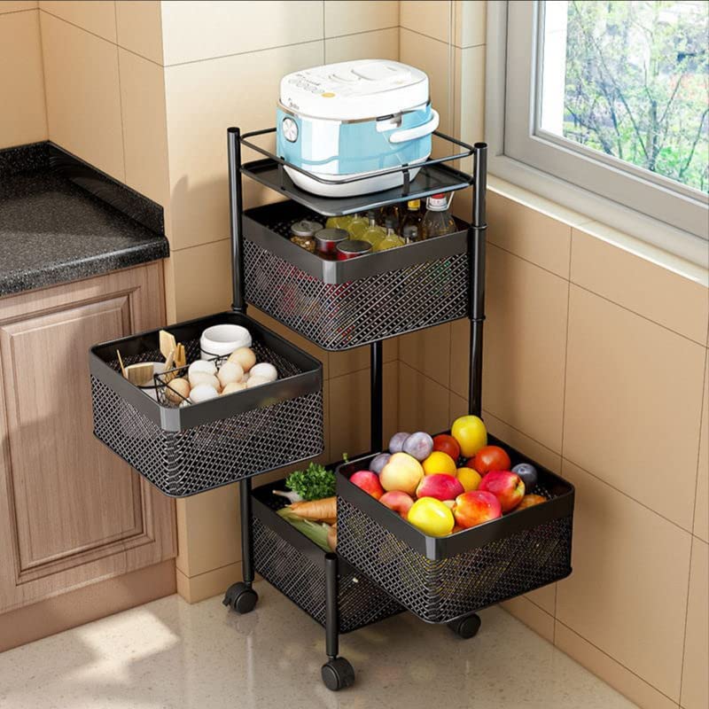 Produce storage stand with fruits, eggs, vegetables, oils