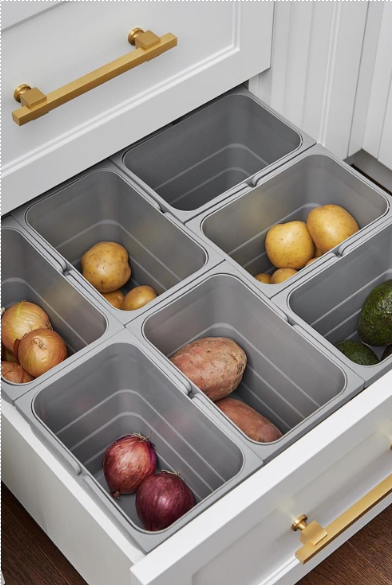 Tandem box in drawer with produce - vegetables, fruits