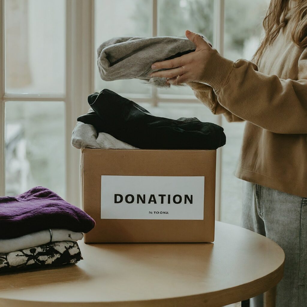 a person donating clothes