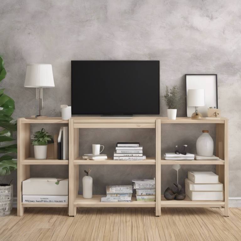 TV station with books, photo frame, lamp shade all organized